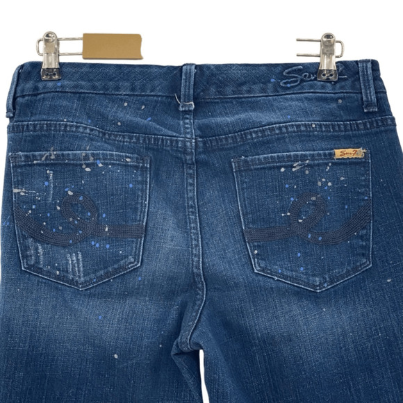 Seven7 Women's Low Rise Slim Straight Leg Jeans Blue Denim Medium Wash Size 14 - Picture 4 of 12